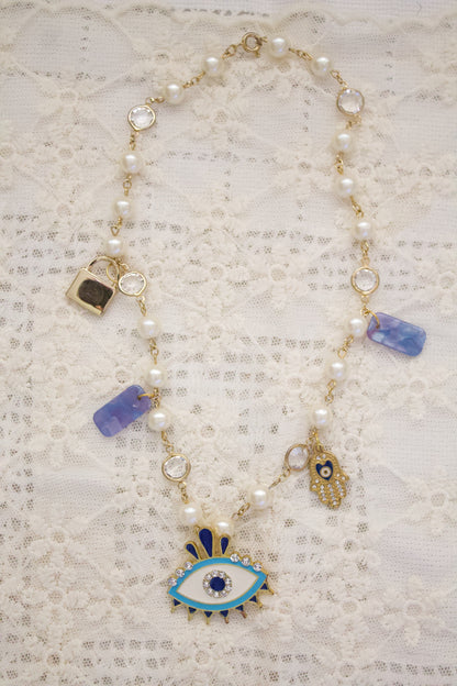 Mal de Ojo y Hamsa Charm Necklace