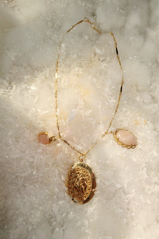 Rose Quartz Vintage Locket Necklace