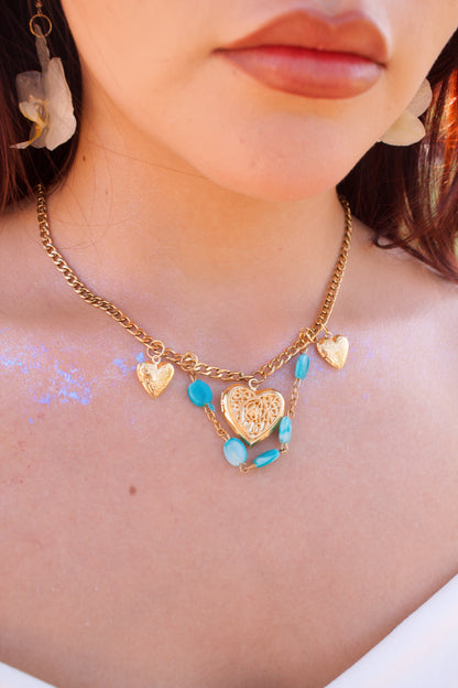 Cielo de Zafiro Heart Locket Necklace