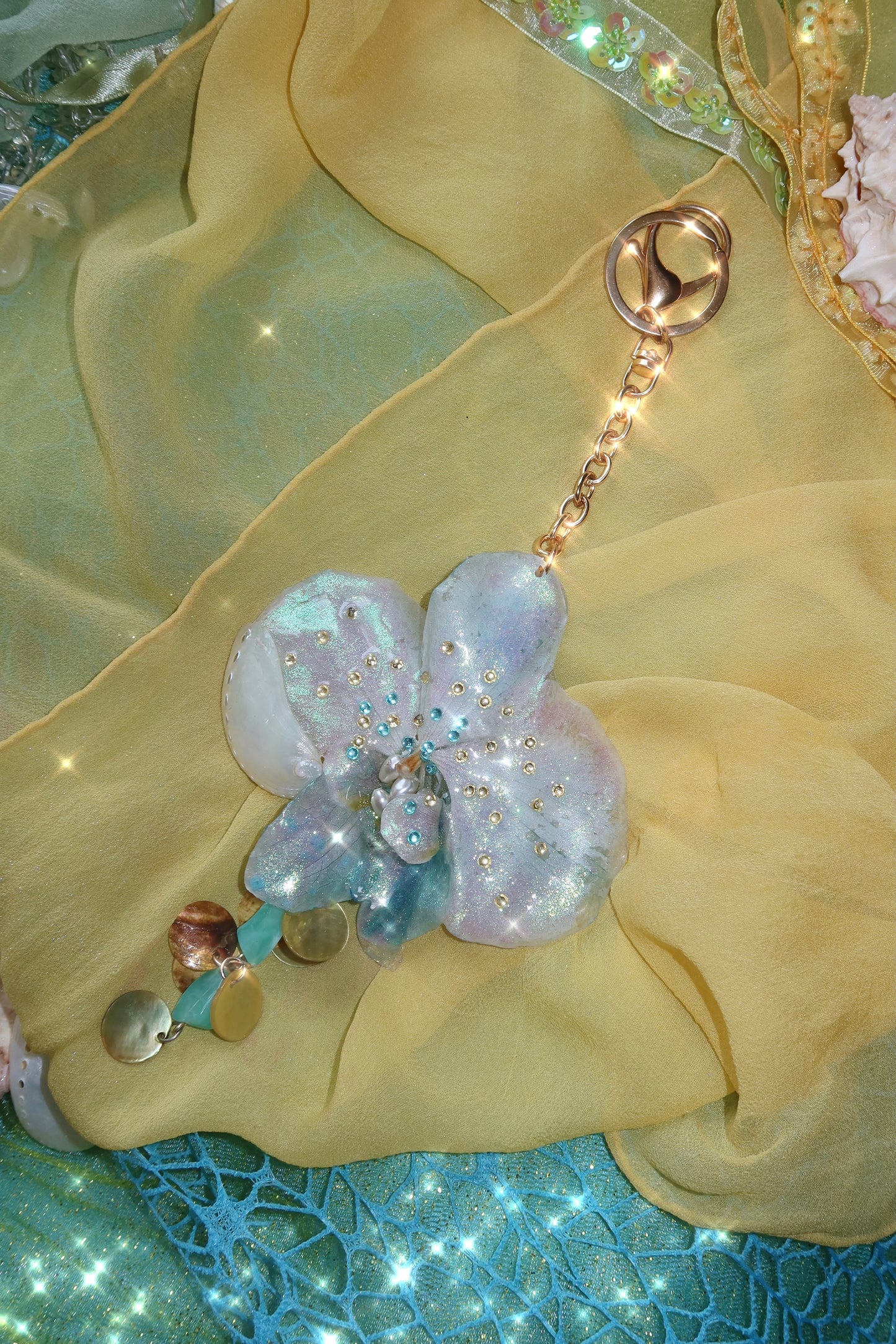 Seafoam Orchid Keychain