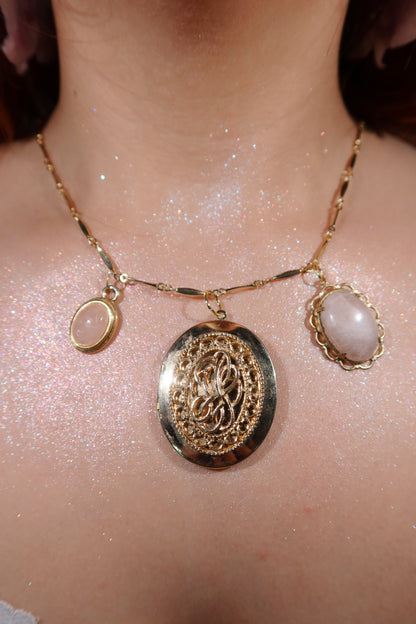 Rose Quartz Vintage Locket Necklace