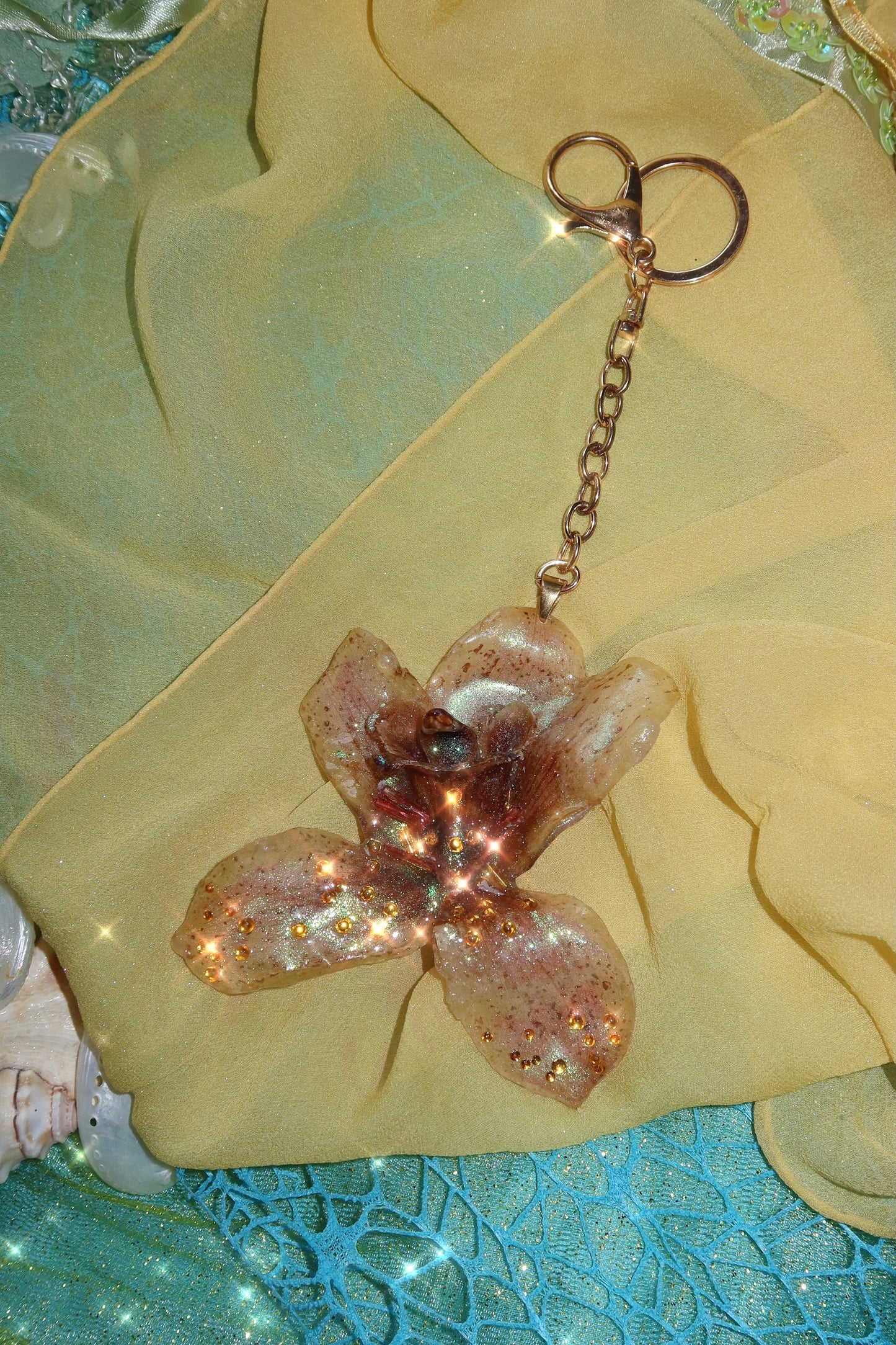 Golden Tide Orchid Keychain