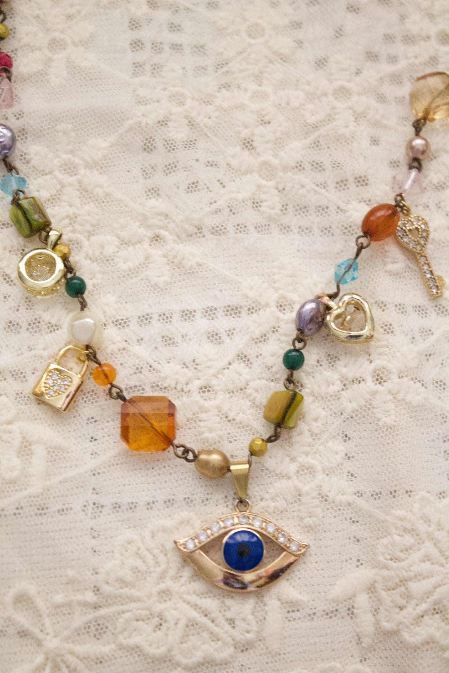 Ojos de Colores Charm Beaded Necklace