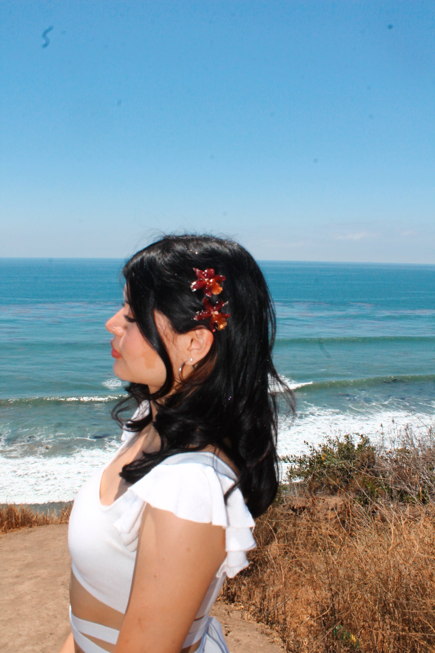 Amber Orchid Hair Clip
