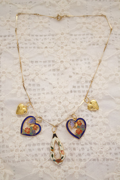 Cloisonné Elegance Heart Locket Necklace