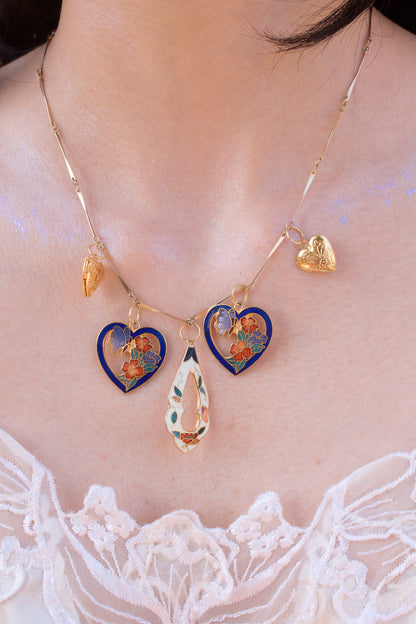 Cloisonné Elegance Heart Locket Necklace