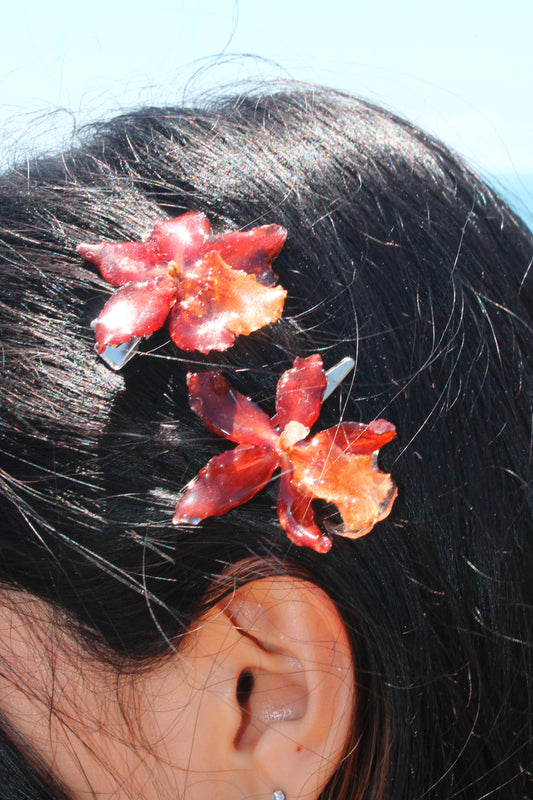 Amber Orchid Hair Clip
