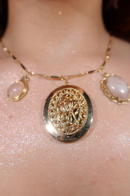 Rose Quartz Vintage Locket Necklace